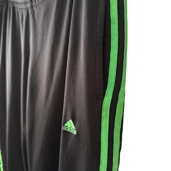 Vtg Adidas Track Pants Sz Medium Black Neon Green 3 Stripe Baggy Y2K Blokecore - Picture 5 of 17